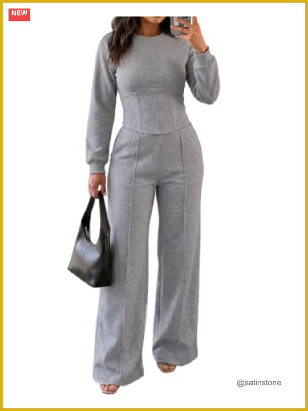 Women's 2 Piece Sweatsuit Lounge Set Wide Leg Pants Crewneck Sweatshirt